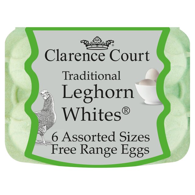 Clarence Court Leghorn Free Range White Assorted Eggs   6 per pack GOODS M&S   