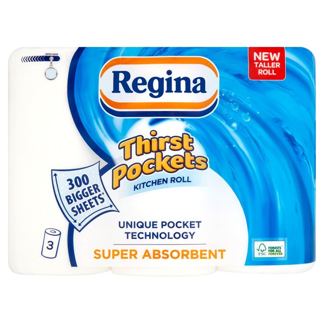 Regina Thirst Pockets Kitchen Roll   3 per pack