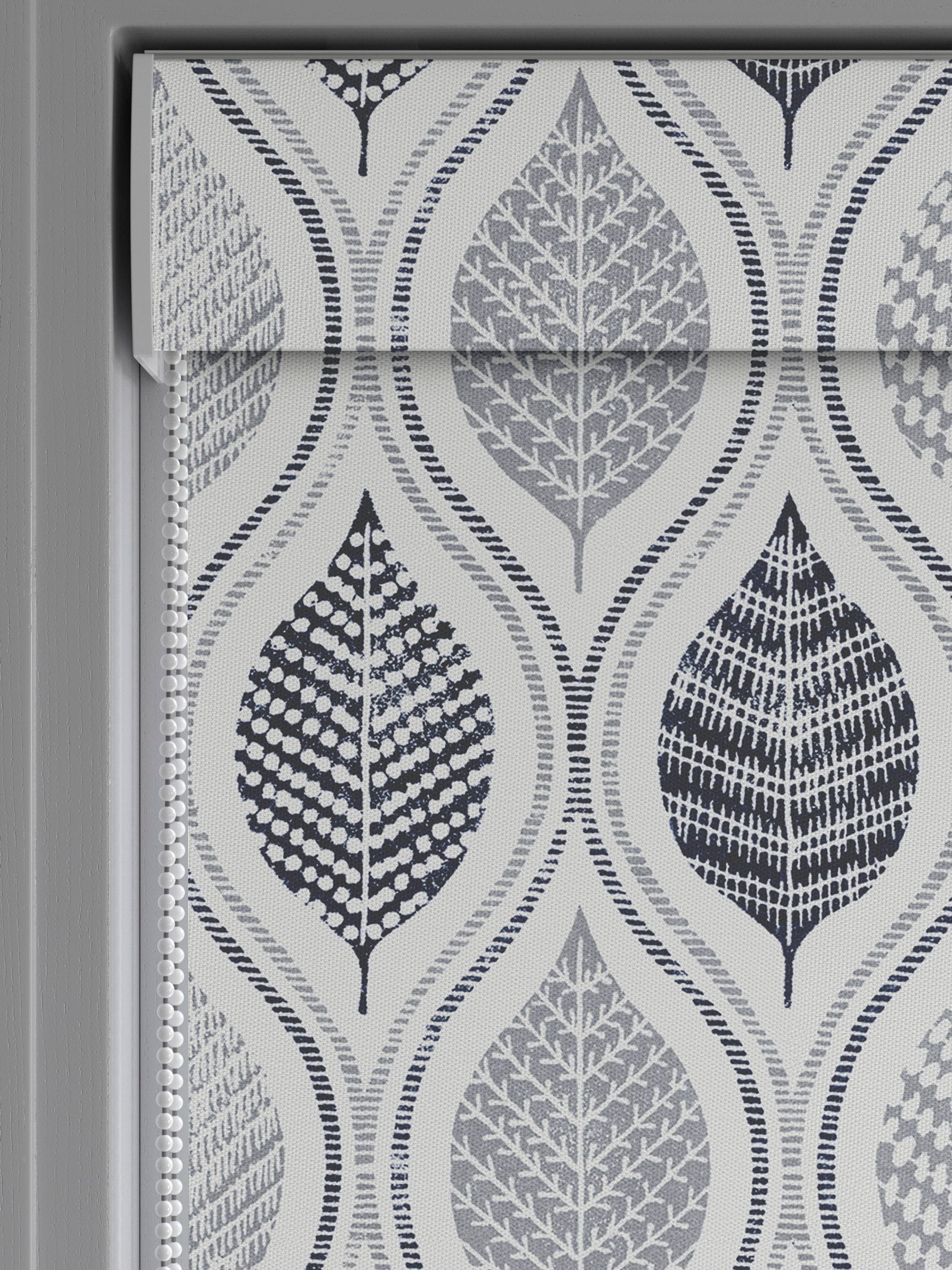 Next blue Lino Leaf made to measure roller blind, UK version