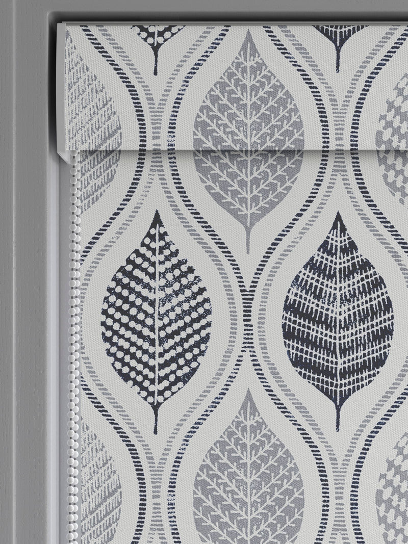 Next blue Lino Leaf made to measure roller blind, UK version