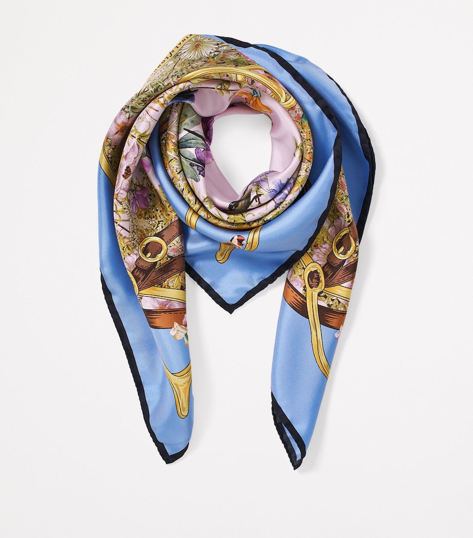 Aspinal of London silk scarf Edwardian garden 140x140cm, imported from the UK