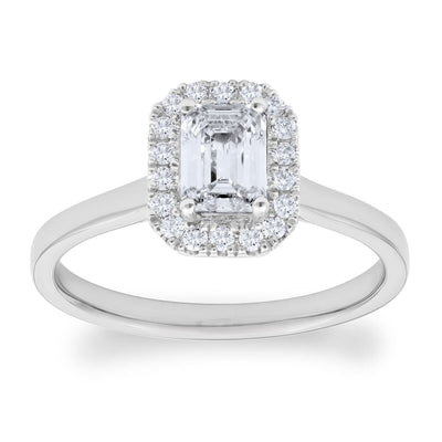 Costco UK Platinum 0.76ctw Emerald & Round Brilliant Cut Diamond Ring- Buy online at McGrocer