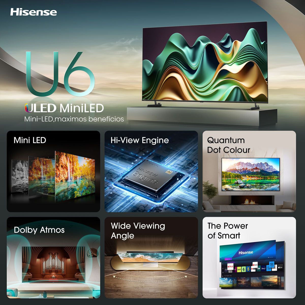 Hisense 65U6NQTUK 65 Inch Mini-LED Freely Smart TV GOODS Costco UK