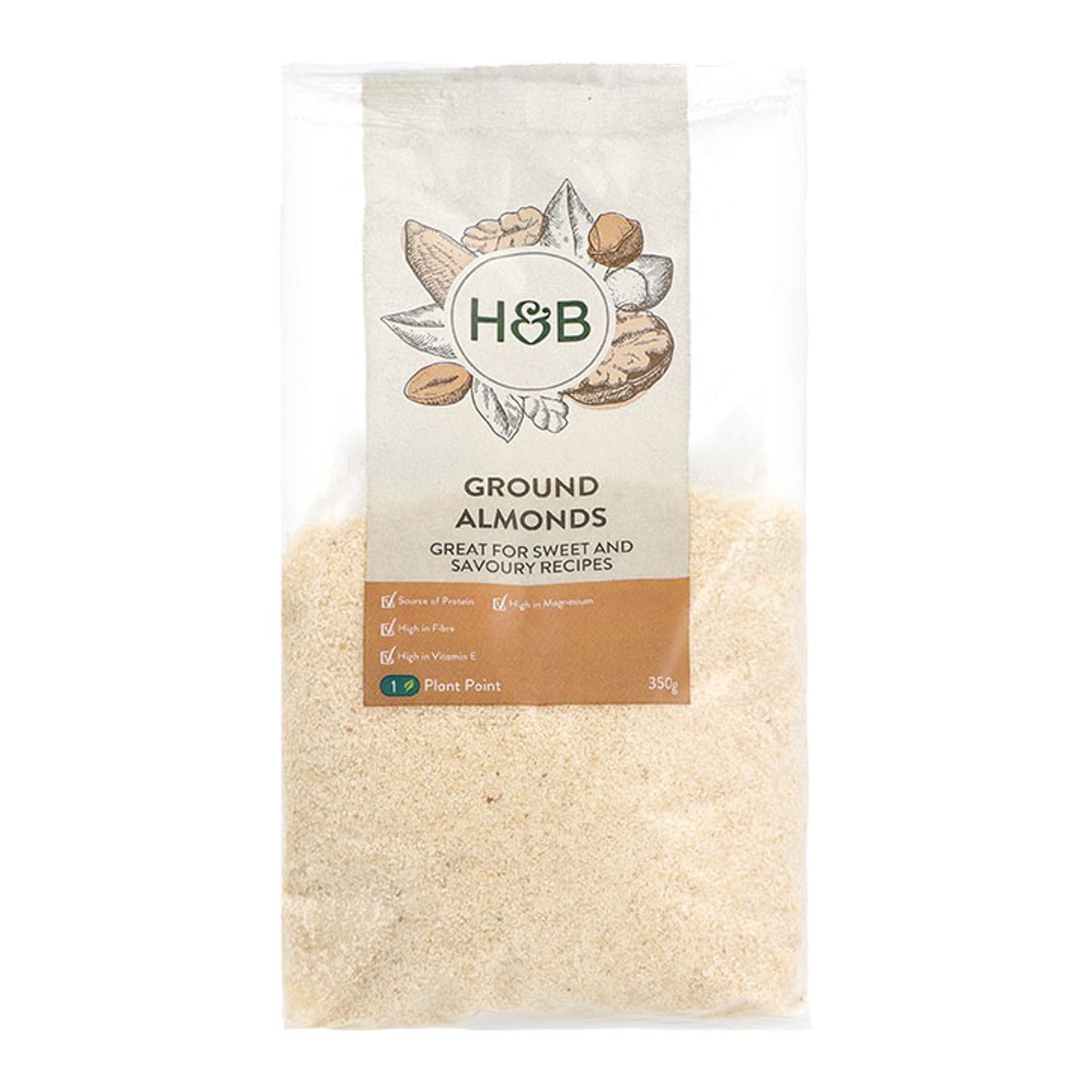 Holland & Barrett Ground Almonds 350g bag, UK version