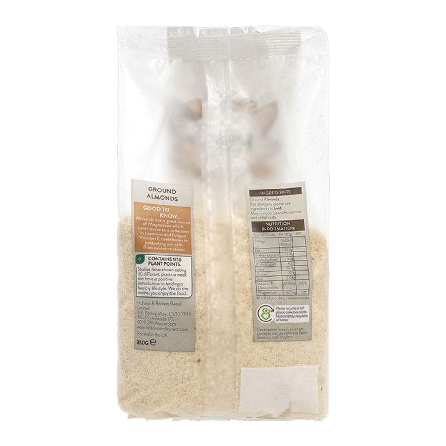 Holland & Barrett Ground Almonds 350g bag, UK version