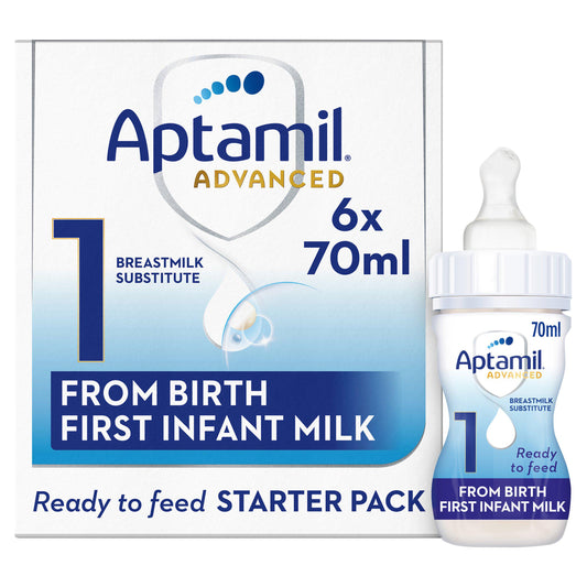 Aptamil Advanced 1 First Baby Milk Formula Liquid Starter Pack From Birth Ready To Feed 6x70ml GOODS Sainsburys   