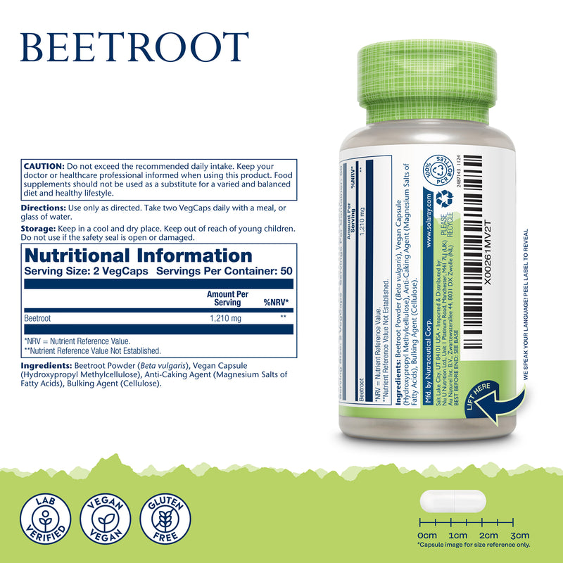 Solaray beetroot vegan capsules 100 capsules (British brand)