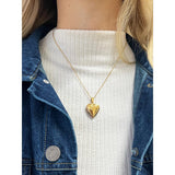 SVNX large heart locket necklace in gold (British brand)