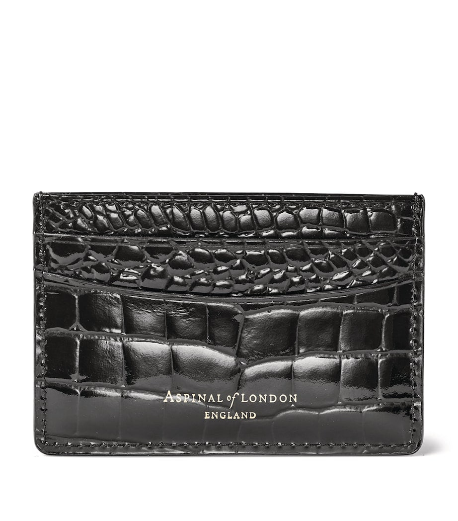 Aspinal of London croc-embossed slim card holder, imported from the UK