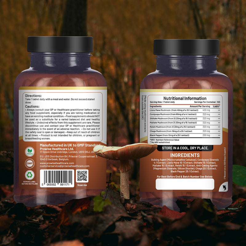 Prowise Healthcare Advanced Mushroom Complex 120 vegan tablets, UK version