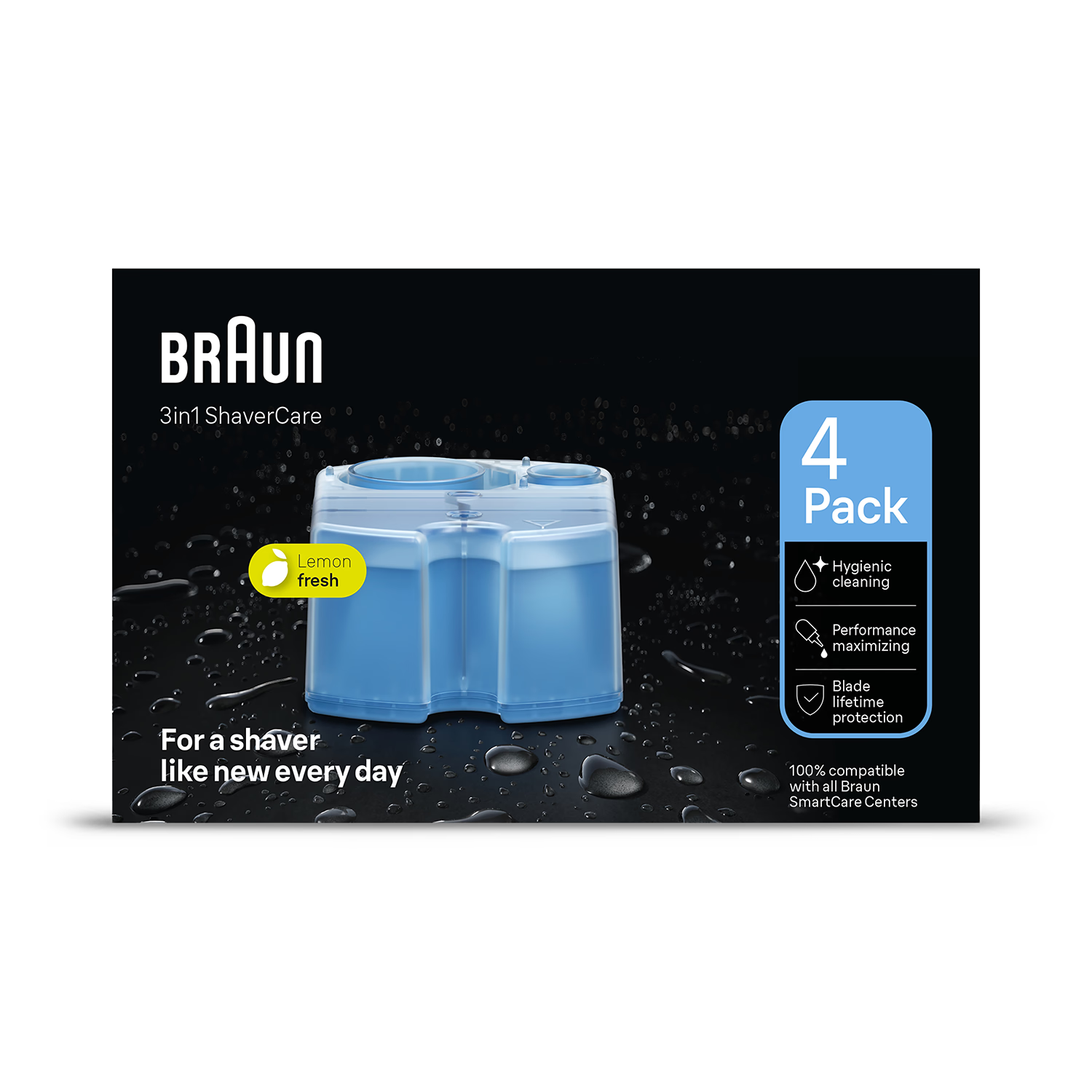 Braun shaver care refill cartridges 4 pack, UK version