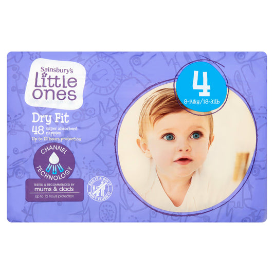 Sainsbury's Little Ones Dry Fit Size 4 Maxi 48 Nappies