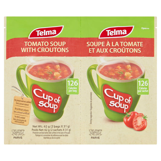 Telma Tomato Cup Soup with Croutons 2x31g Soups Sainsburys   