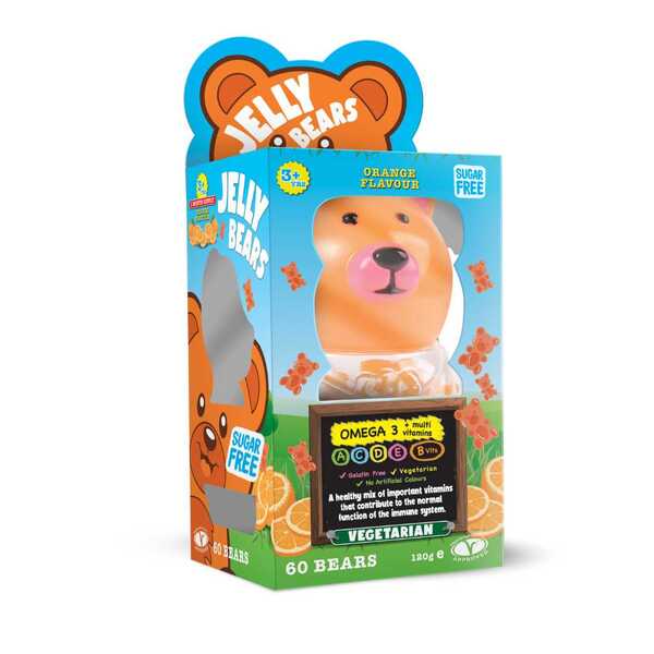 Jelly Bears omega-3 gummies orange flavour 60 gummies (British brand)