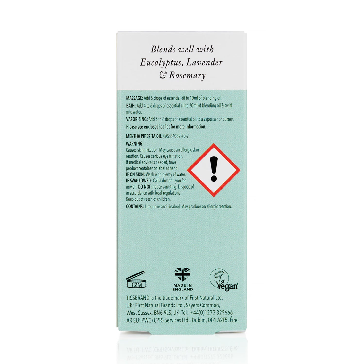 Tisserand Peppermint organic essential oil 9ml - British product