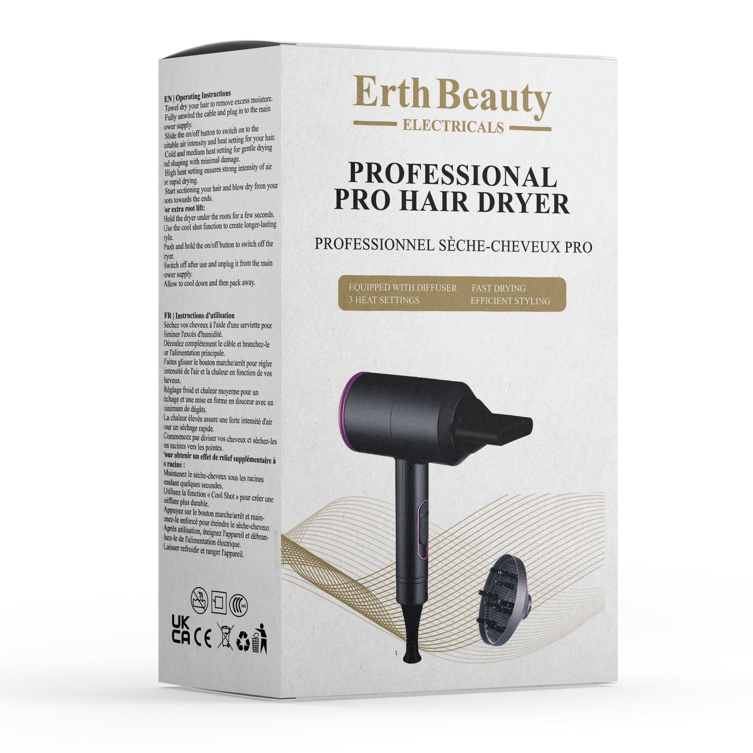 Erth Skin London Professional Pro Hair Dryer, UK version