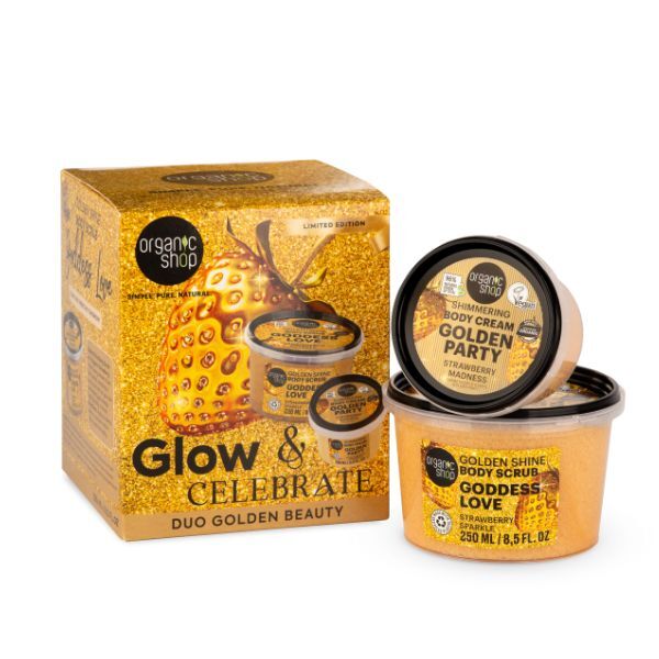 Organic Shop Golden Gift Set with body scrub and cream, UK version