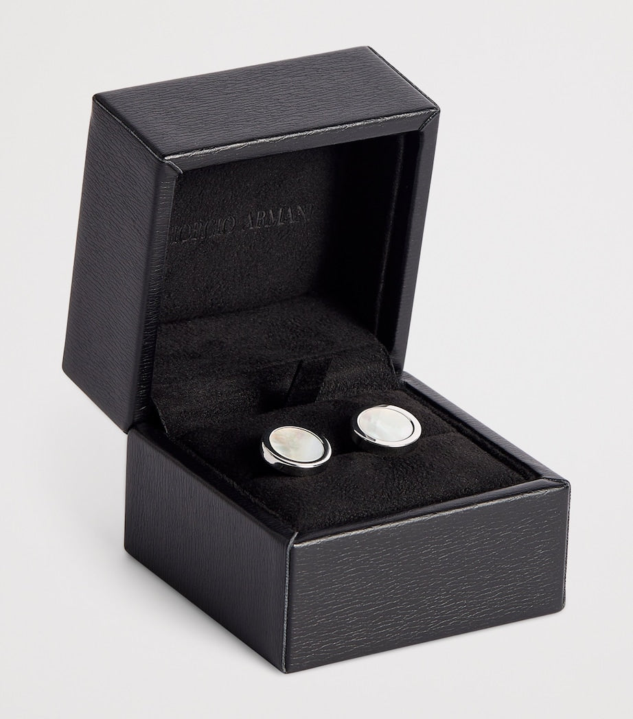 Giorgio Armani sterling silver mother-of-pearl cufflinks, UK version