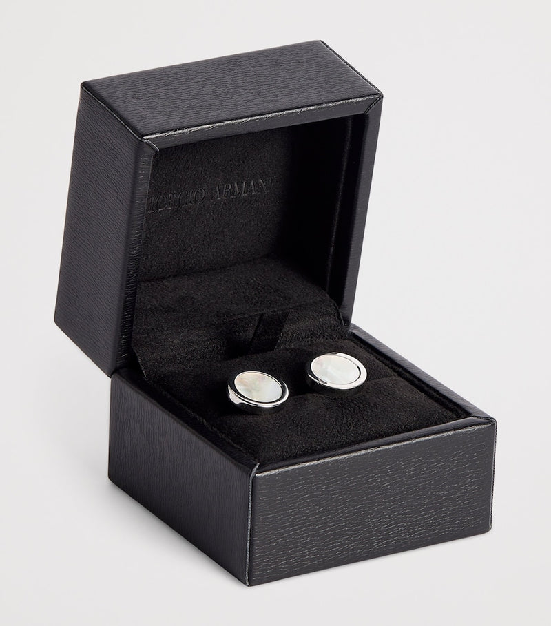 Giorgio Armani sterling silver mother-of-pearl cufflinks, UK version