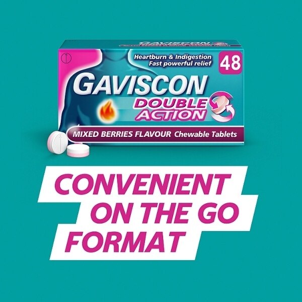 Gaviscon Heartburn Double Action Mixed Berry Tablets X48 GOODS Superdrug   