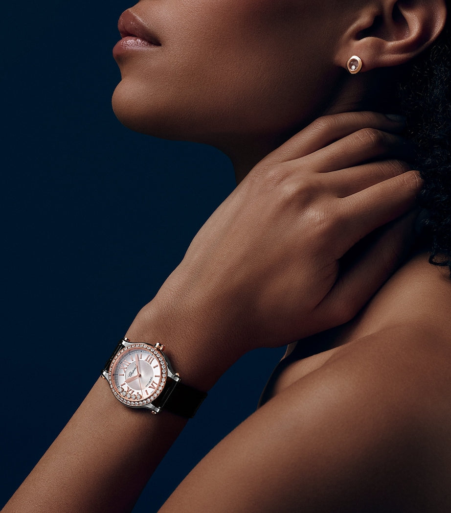 Chopard Happy Sport rose gold steel diamond watch 33mm (British brand)