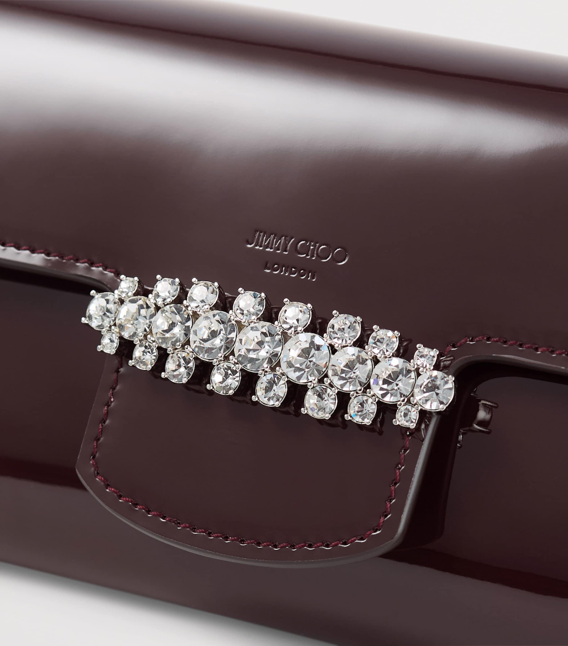 Jimmy Choo Bing patent leather wallet-on-chain (British brand)