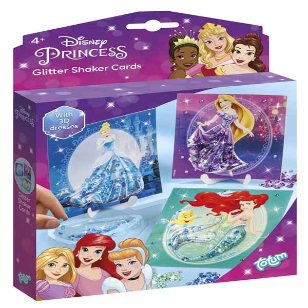Totum Disney Princess glitter shaker cards 3-pack, imported from the UK
