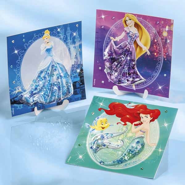 Totum Disney Princess glitter shaker cards 3-pack, imported from the UK