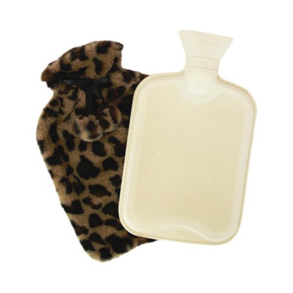 Aroma Home leopard faux fur hot water bottle 2L, imported from the UK