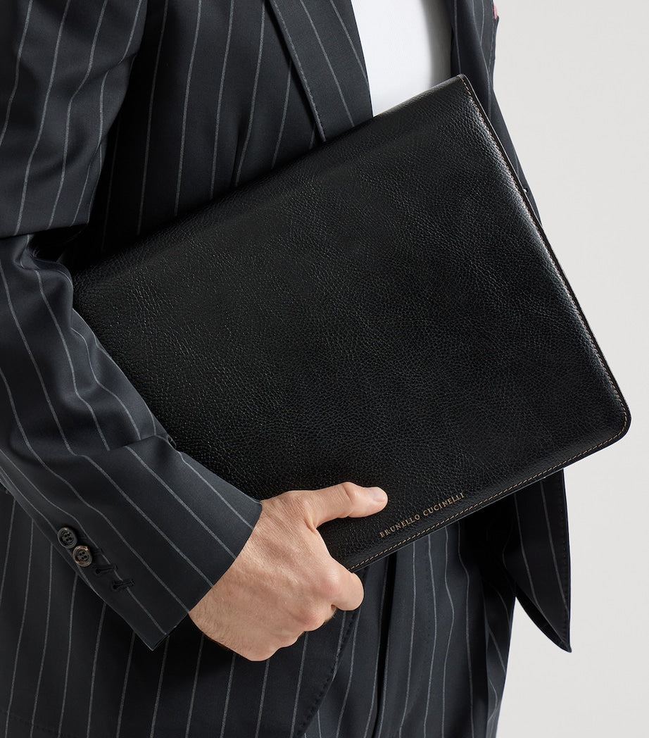 Brunello Cucinelli grained calfskin document holder - British product