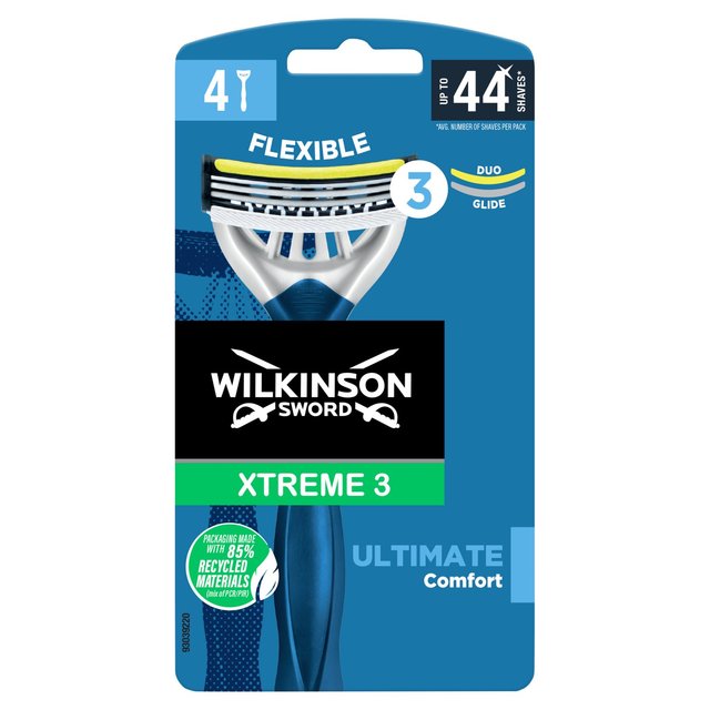 Wilkinson Sword Xtreme 3 Ultimate Plus Men's Disposable Razors   4 per pack