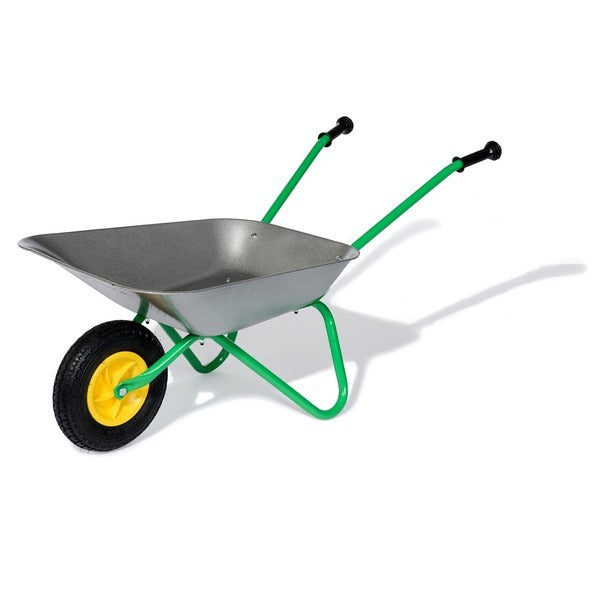 Rolly wheelbarrow silver green metal - British product