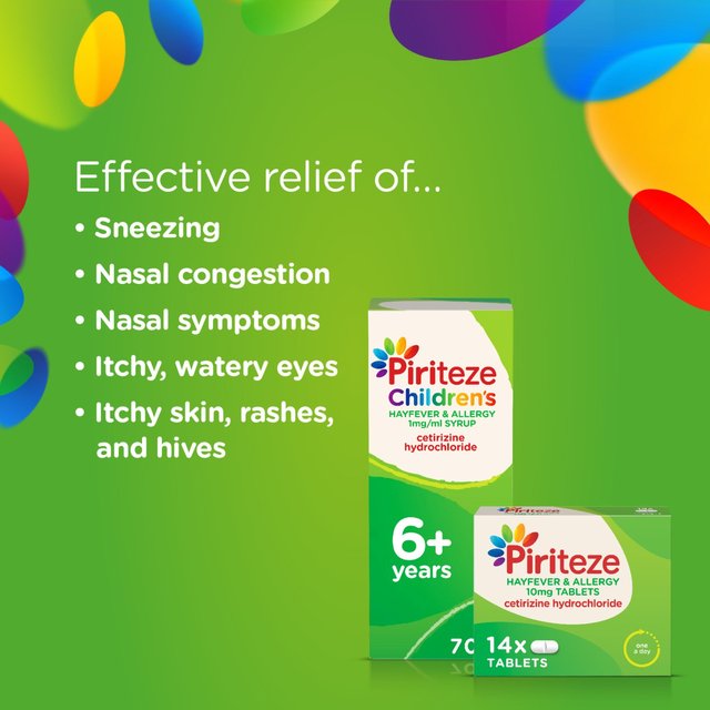 Piriteze Hayfever & Allergy Syrup Sugar Free Age 6+   70ml