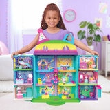 Rainbow-Themed Multi-Storey Toy Dollhouse with Elevator and 6 Deluxe Rooms
