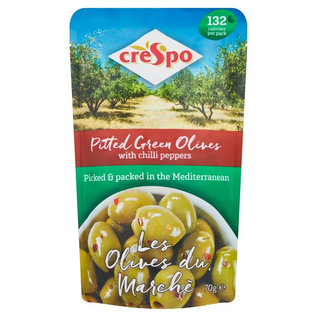 Crespo Pitted Green Olives with Chilli   70g