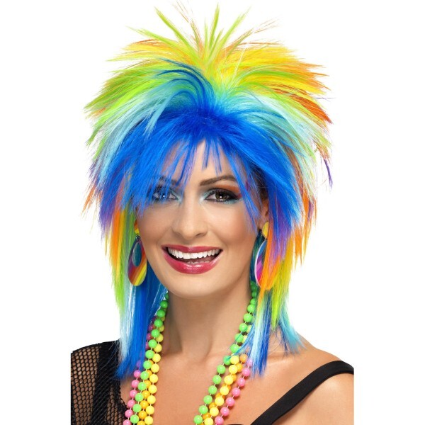 Smiffys 80s Rainbow Punk Wig costume (British brand)