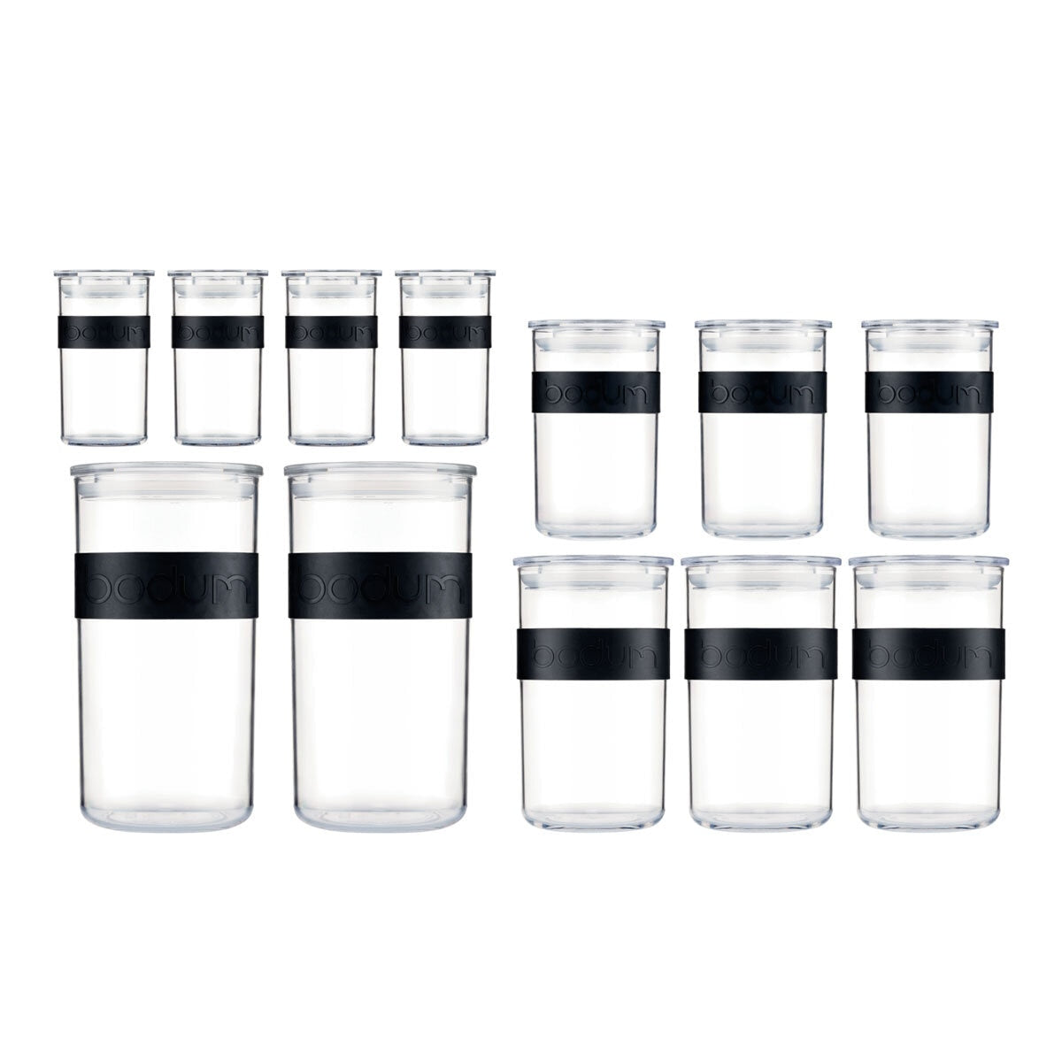 Bodum food storage jars set of 12 assorted sizes, imported from the UK