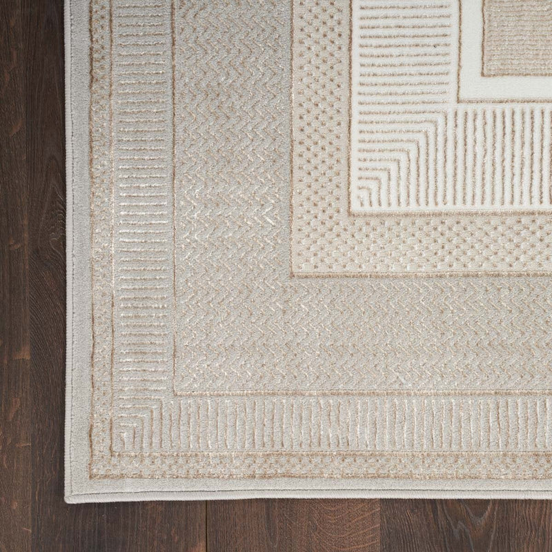 Nourison Glitz Ivory Border Area Rug Multiple Sizes, UK version