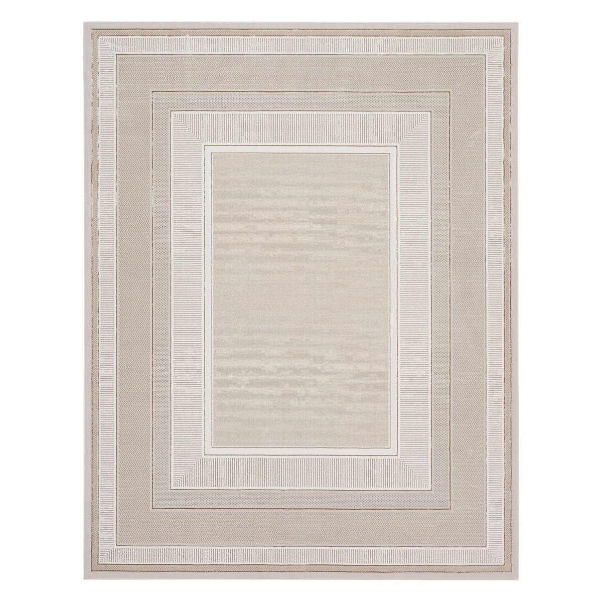Nourison Glitz Ivory Border Area Rug Multiple Sizes, UK version