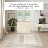 Nourison Glitz Ivory Border Area Rug Multiple Sizes, UK version