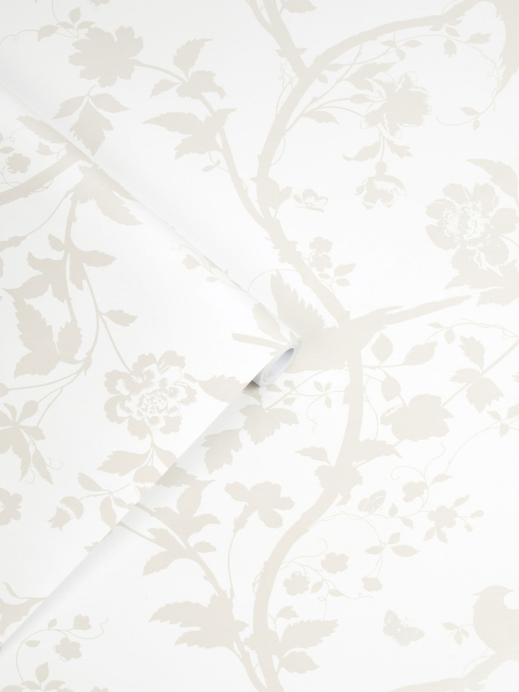 Laura Ashley White Oriental Garden Pearlescent wallpaper 10m - British product