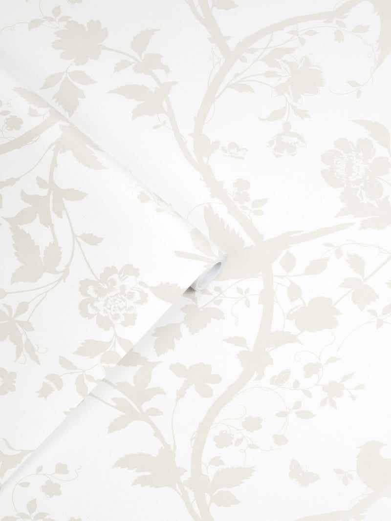 Laura Ashley White Oriental Garden Pearlescent wallpaper 10m - British product