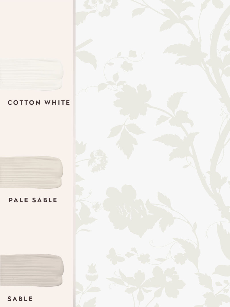 Laura Ashley White Oriental Garden Pearlescent wallpaper 10m - British product