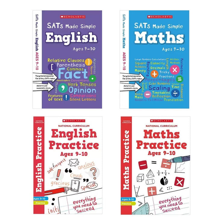 مجموعة تدريب Scholastic SATs - 4 كتب، مستوردة من المملكة المتحدة
