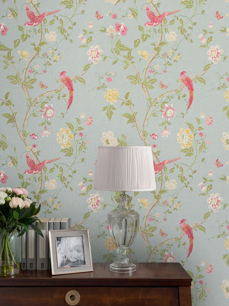 Papier peint Laura Ashley Duck Egg Summer Palace 10m (marque britannique)