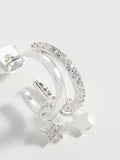 Estella Bartlett silver tone duo pave star hoop earrings 1.5 cm - British product