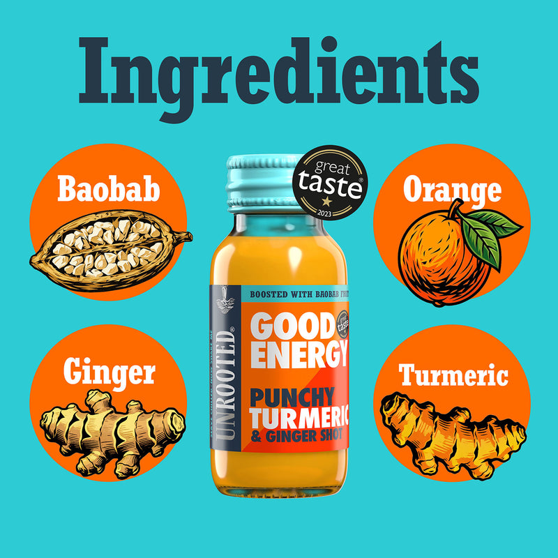 Unrooted turmeric ginger health shot 60ml, imported from the UK