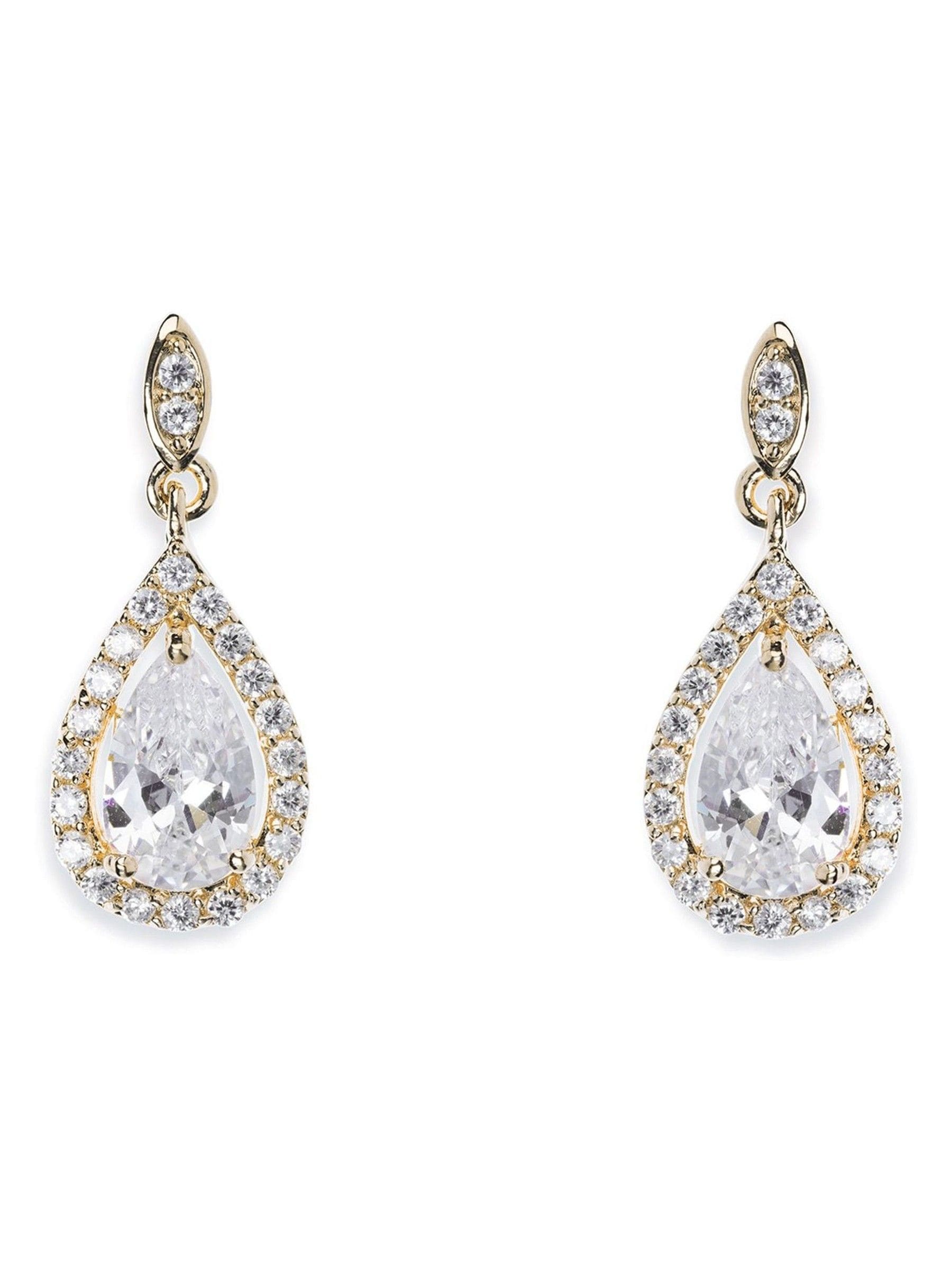 Ivory & Co Gold Belmont Crystal Teardrop Earrings 2cm, UK version