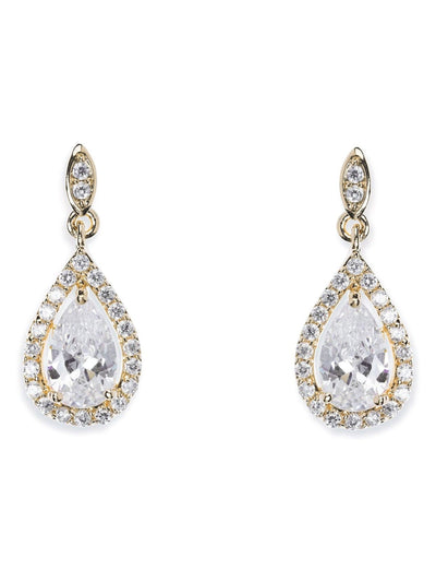 Next Ivory & Co Gold Belmont Crystal Teardrop Earrings 2cm- Buy online at McGrocer