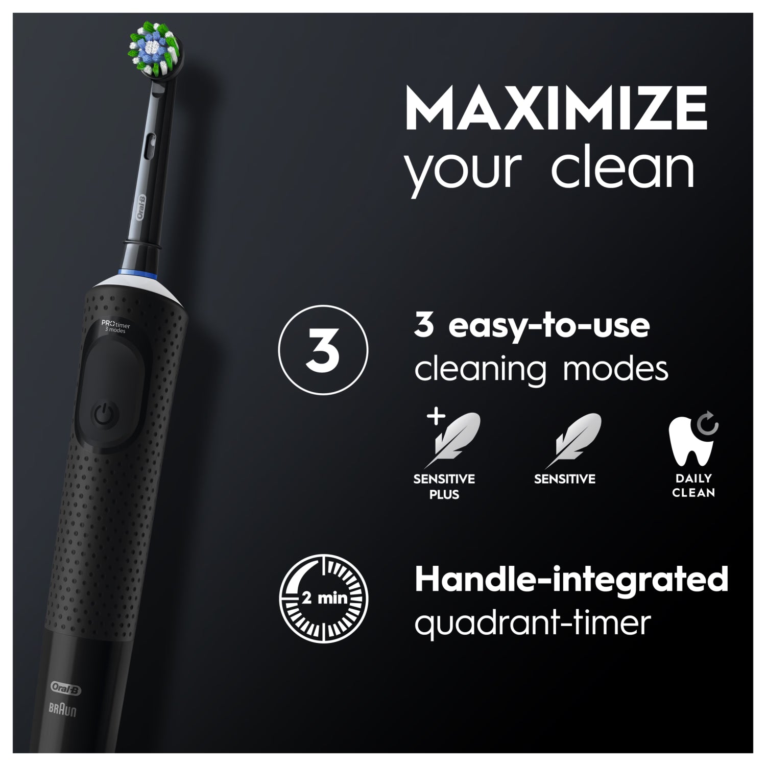 Oral-B Vitality PRO electric rechargeable toothbrush black, imported from the UK